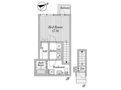 プレジオ経堂(1K/2階)の間取り写真