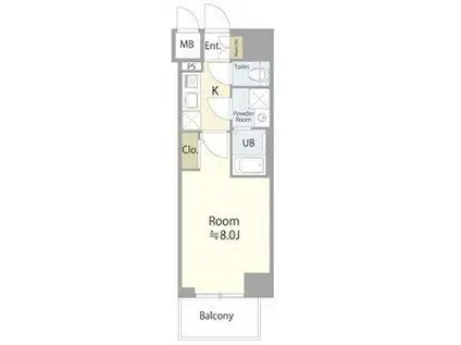 エスリード栄 THE PARK(1K/7階)の間取り写真