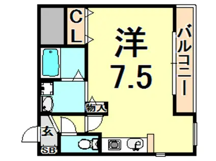 チェリーハイツ(ワンルーム/2階)の間取り写真