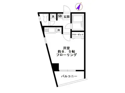 トキワマツ ユープレイス(ワンルーム/2階)の間取り写真