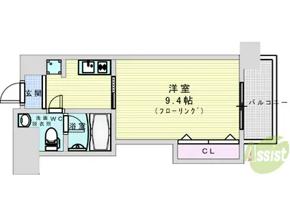 W.O.B.TSUKAMOTO(1K/4階)の間取り写真