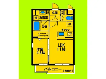 グランディールスエヒロ(1LDK/2階)の間取り写真