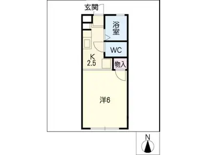 アミティー当知(1K/1階)の間取り写真