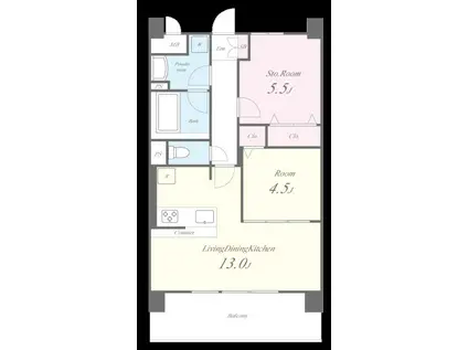 アトリエール堺寺地町(2LDK/5階)の間取り写真