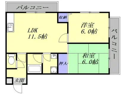 メゾン親和(2LDK/3階)の間取り写真