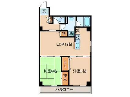 泉寿マンション(2LDK/4階)の間取り写真