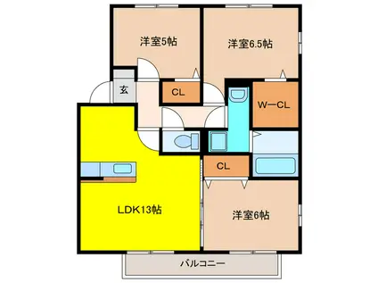 コウジィーコート(3LDK/2階)の間取り写真