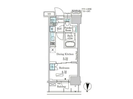 パークアクシス両国スクエア(1DK/8階)の間取り写真