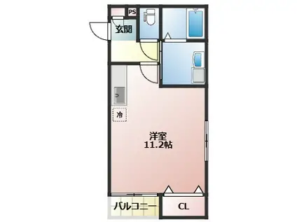 プルメリア(ワンルーム/2階)の間取り写真