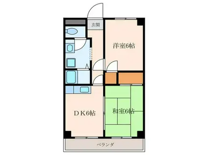 シャト-太田(2DK/2階)の間取り写真