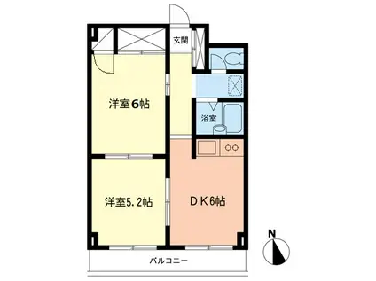 グレースヒル(2DK/2階)の間取り写真