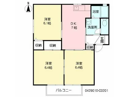 ウエストフィールド大保 C棟(3DK/2階)の間取り写真