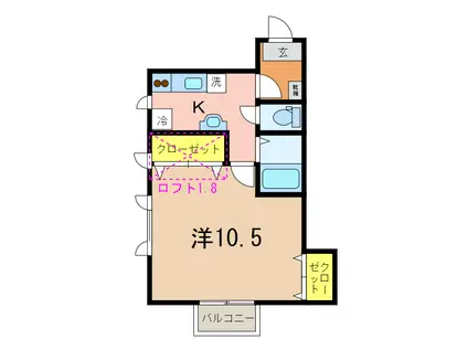 エイコーン(1K/2階)の間取り写真