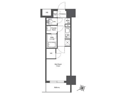 BPRレジデンス門前仲町(1K/3階)の間取り写真