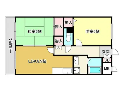 シャトーセレニティー(2LDK/5階)の間取り写真