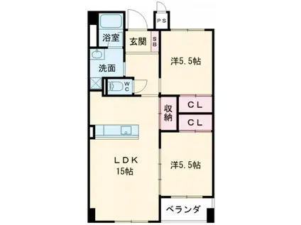 鳥生レジデンスI(2LDK/2階)の間取り写真