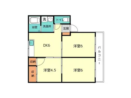 シルクパレスはぎはら(3DK/2階)の間取り写真