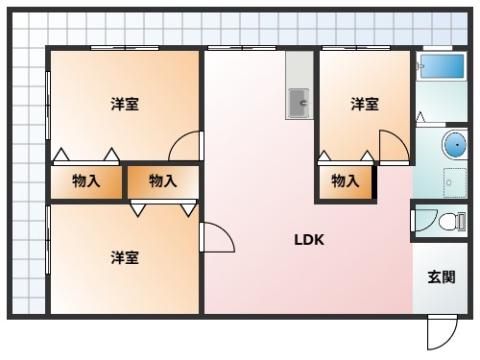 ロイヤル東海(3LDK/6階)の間取り写真