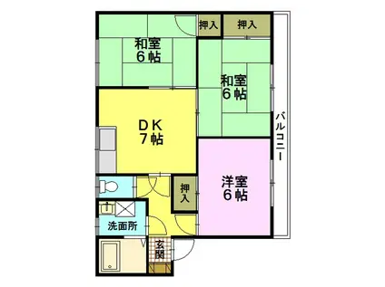 ルミエール石堂(3DK/2階)の間取り写真