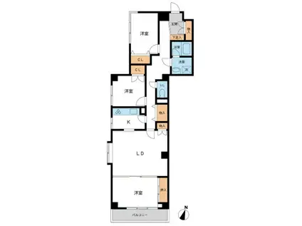 ティーキューレジデンス柏(3LDK/3階)の間取り写真