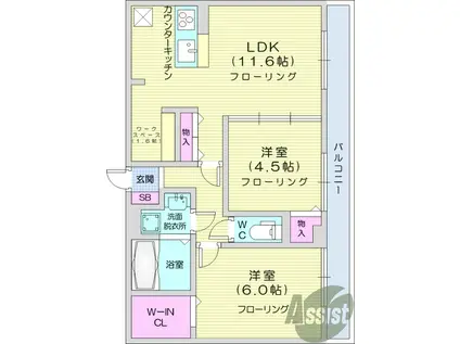 DーROOM KANON Ⅱ(2LDK/3階)の間取り写真