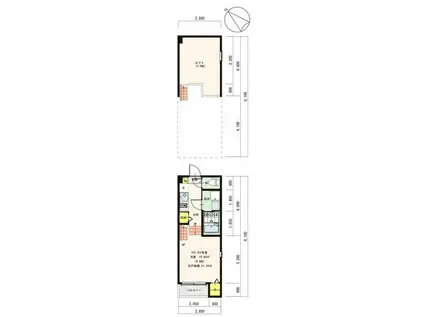 ハーモニーテラス五輪III(1K/2階)の間取り写真
