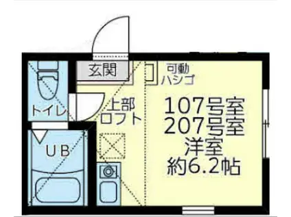 ユナイト四谷フォンターナ(ワンルーム/2階)の間取り写真