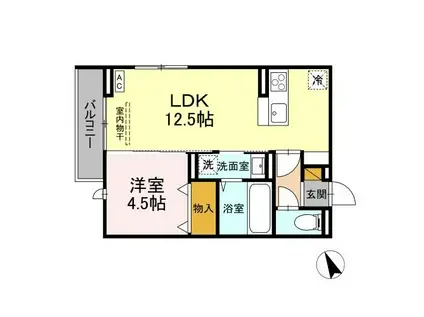 セレウィータ栄町(1LDK/2階)の間取り写真