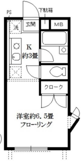 エスポワールM(1K/1階)の間取り写真