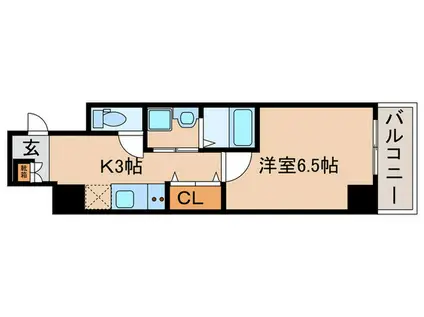 グラカン京都駅前 輝(1K/2階)の間取り写真