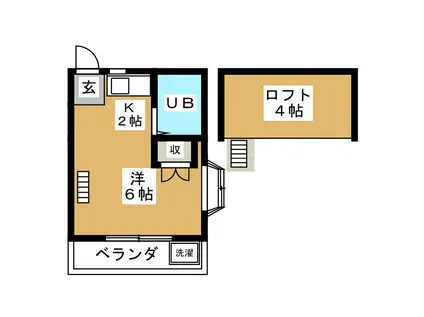 ヒルトップイワイ(ワンルーム/2階)の間取り写真