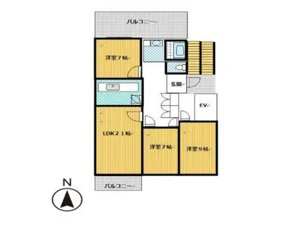 グレイストーン(3LDK/3階)の間取り写真