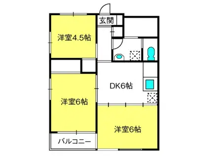 グリーンウッドD(3DK/2階)の間取り写真