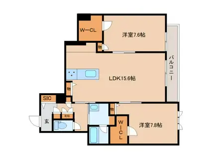 シャーメゾン西大寺南(2LDK/4階)の間取り写真