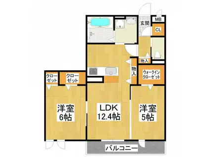 ラヴィベールメゾン(2LDK/3階)の間取り写真