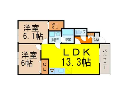 ルミエール(1LDK/1階)の間取り写真