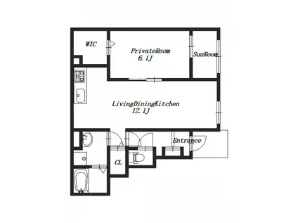 グランツコート大門西(1LDK/1階)の間取り写真
