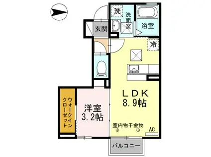 モン・ノーブル A棟(1LDK/1階)の間取り写真