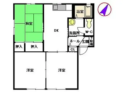 花ぞ野ローズガーデンE棟(3DK/1階)の間取り写真