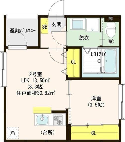リバーガーデン中村中町(1LDK/1階)の間取り写真