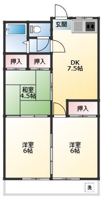 ガーデンR2(3DK/2階)の間取り写真