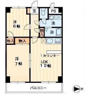 グレースタワー(2LDK/8階)の間取り写真