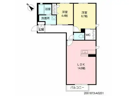 ラフィーネメゾン本町公園 A棟(2LDK/2階)の間取り写真