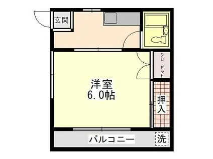 パレスおおつかII(1K/1階)の間取り写真