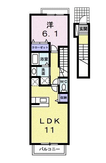 ブリーズ(1LDK/2階)の間取り写真
