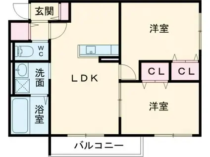 Kレジデンス御旅(2LDK/1階)の間取り写真
