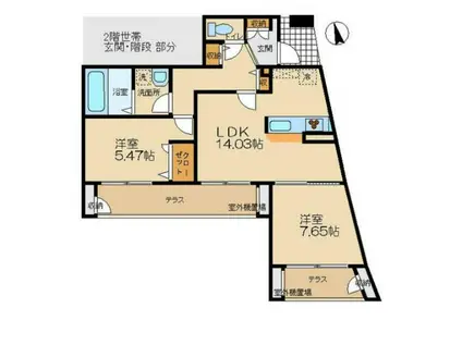 AGE DOR アージュ・ドール(2LDK/1階)の間取り写真