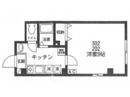 アパートメント両国緑(1K/3階)の間取り写真