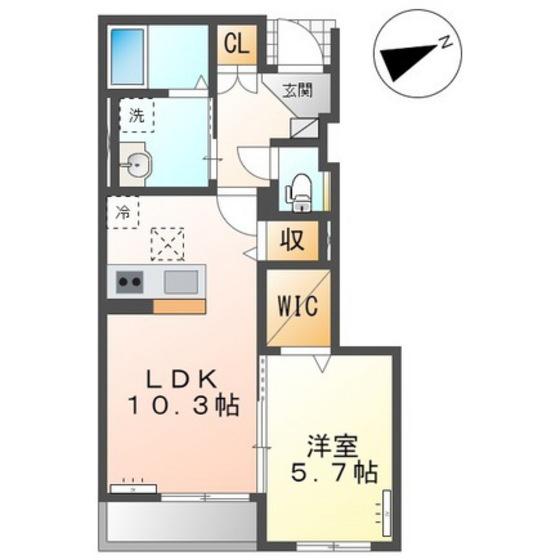 コーポレーヴ高松II(1LDK/1階)の間取り写真