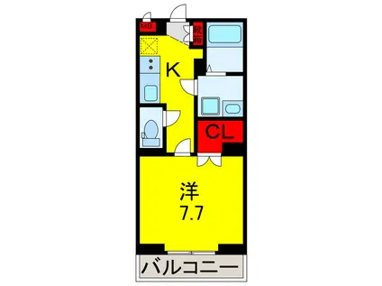 ヴィガラス姉崎(1K/4階)の間取り写真